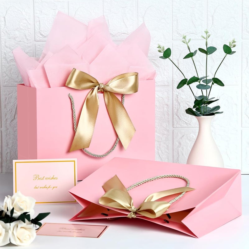 JMANNI Gift Bag, 1PCS Gift Bags Large with Ribbon and 1 Greeting Cards 2 Tissue Paper, Portable Paper Gift Bag with Handles, Birthday Gift Bags, Valentine's Day, Present Bags for Christmas Wedding Party Mothers Day - Image 4